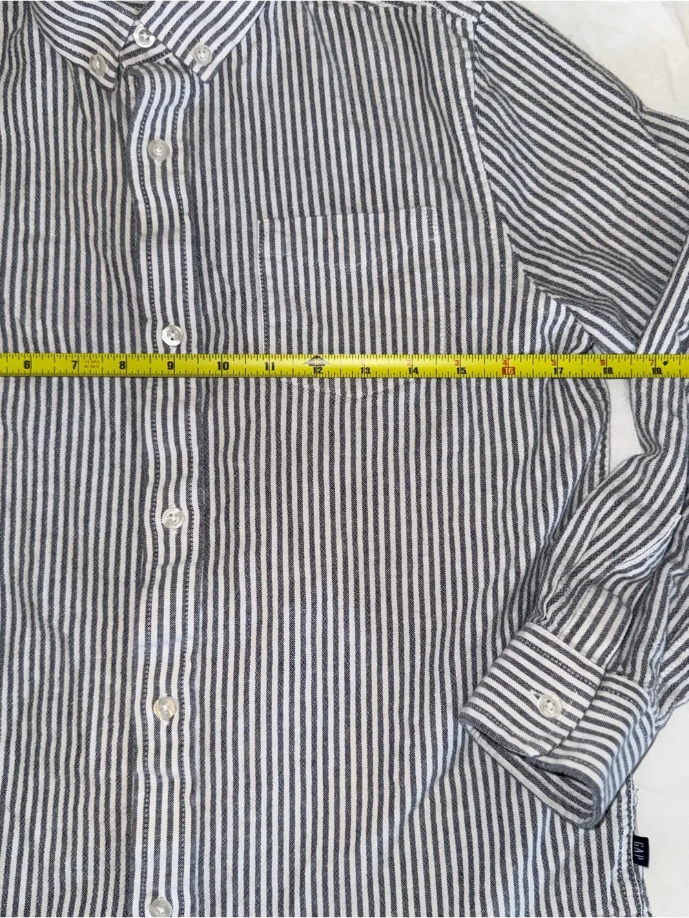 GAP Kids Button-Down Shirt - Grey/Blue and White Stripes L 14/16